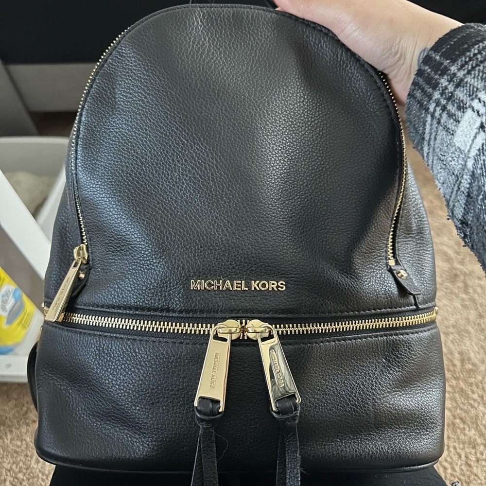 Michael Kors Black Backpack with Gold Accents
